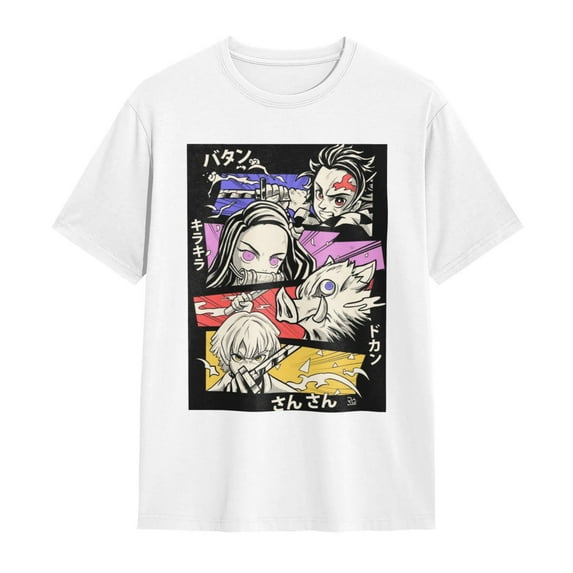 Anime Demon Slayer Shirt Mens Shirts 3D Printing T-Shirts Cartoon Cosplay Shirts Fashion Casual Top black3-X-Large
