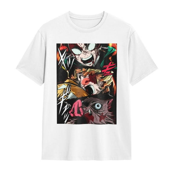 Anime Demon Slayer Shirt Mens Shirts 3D Printing T-Shirts Cartoon Cosplay Shirts Fashion Casual Top black5-4X-Large