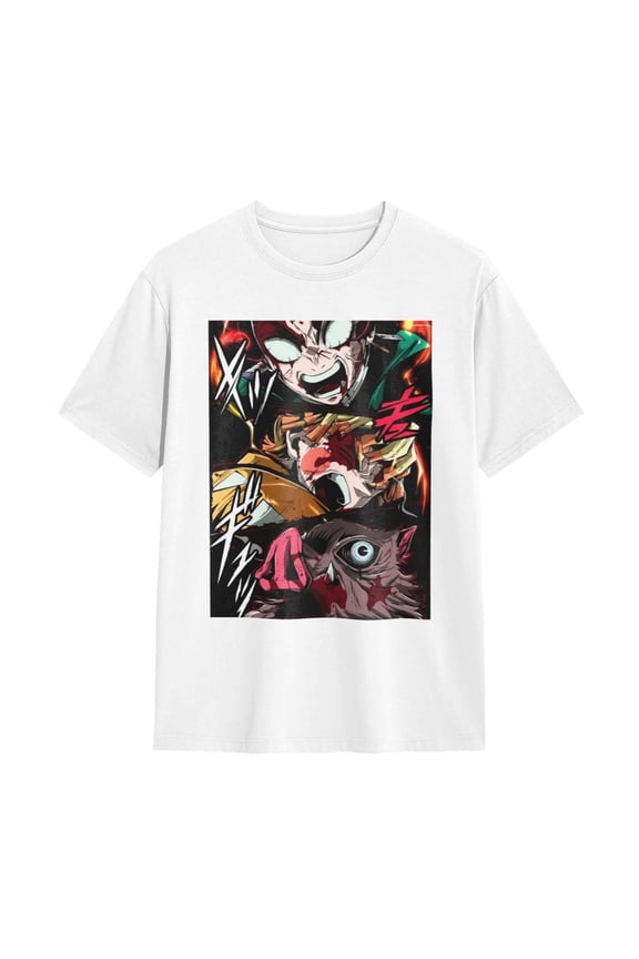 Anime Demon Slayer Shirt Mens Shirts 3D Printing T-Shirts Cartoon Cosplay Shirts Fashion Casual Top black5-X-Large