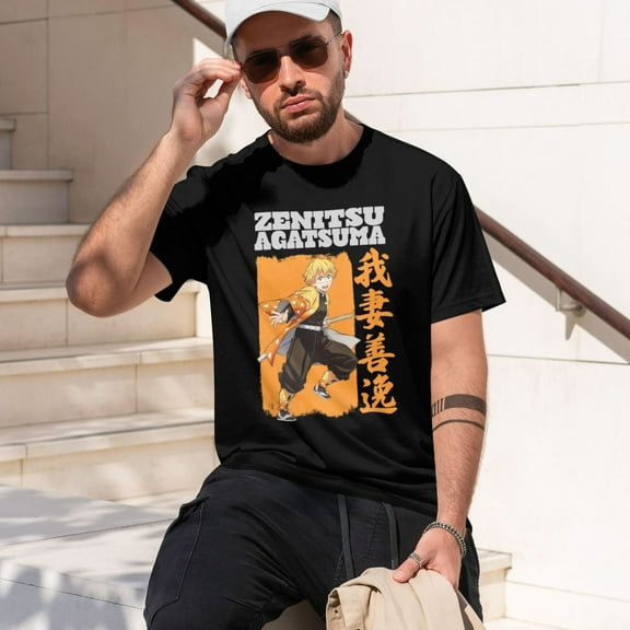 Anime Demon Slayer Shirt Mens Shirts Print T-Shirts Cosplay Shirts Fashion Casual Shirt Black -3X-Large