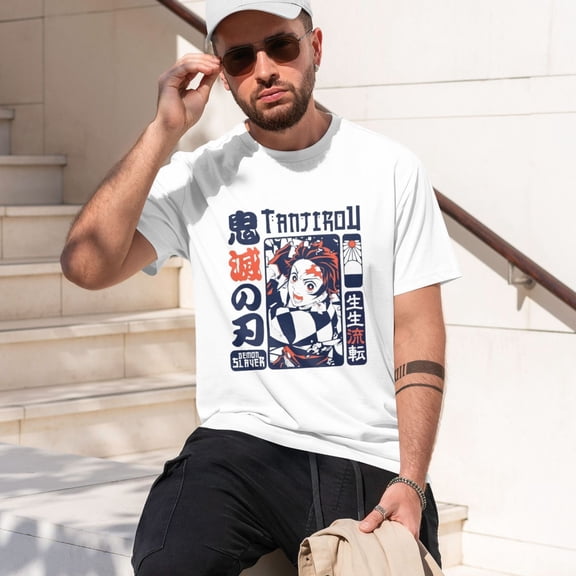 Anime Demon Slayer Shirt Mens Shirts Print T-Shirts Cosplay Shirts Fashion Casual Shirt White -3X-Large