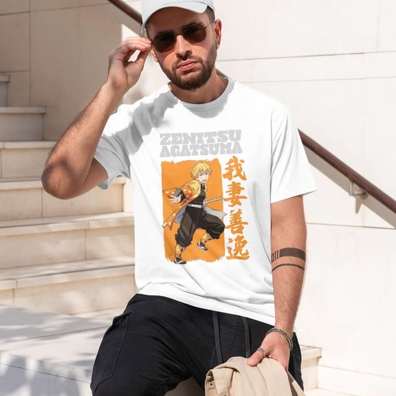 Anime Demon Slayer Shirt Mens Shirts Print T-Shirts Cosplay Shirts Fashion Casual Shirt White -Medium