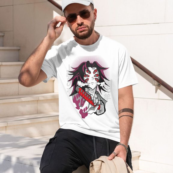 Anime Demon Slayer Shirt Mens Shirts Print T-Shirts Cosplay Shirts Fashion Casual Shirt White -XX-Large