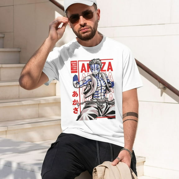 Anime Demon Slayer Shirt Mens Shirts Print T-Shirts Cosplay Shirts Fashion Casual Shirt White -XX-Large