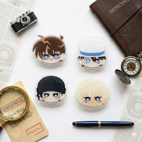 Anime Detective MagSafe Phone Grip, Cute Chibi Kaito Kid Amuro Akai Phone Stand, Otaku Aesthetic iPhone Holder, Manga Fan Gift, Acrylic Grip