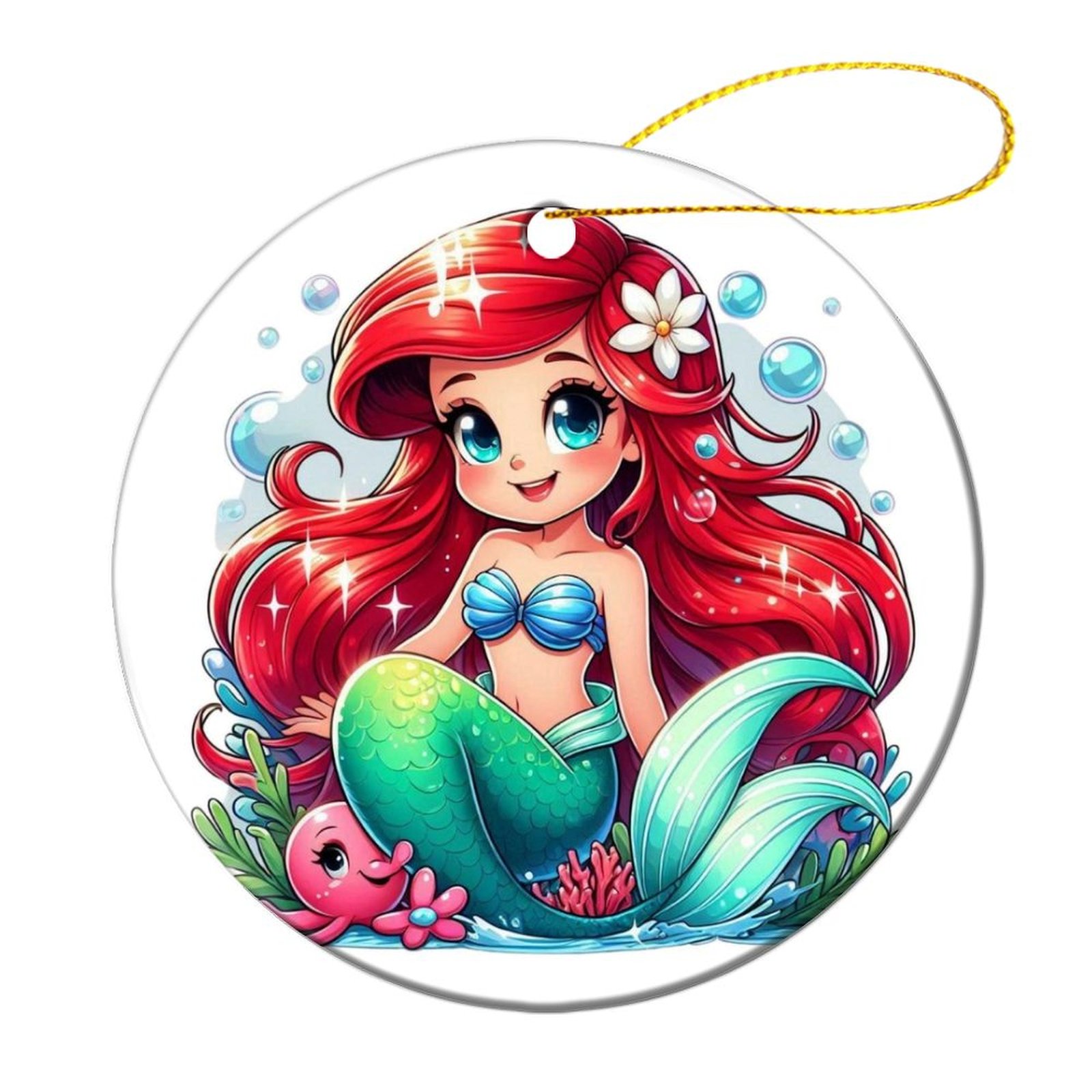 Anime Disney Princess The Little Mermaid Ariel 2.8Inch Cartoon Round