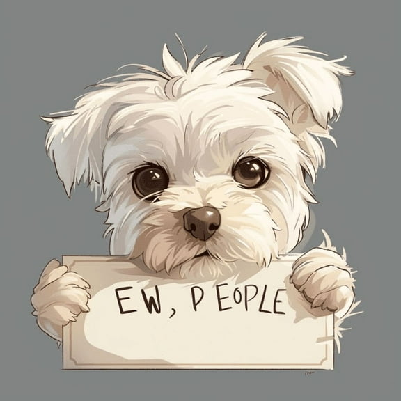 Anime Dog with "EW PEOPLE" Quote Sticker for Car, Cute maltese car decal for Decoration Car Window Electronic Case Waterbottle, Dog Peek-a-boo window cling, vinyl sticker