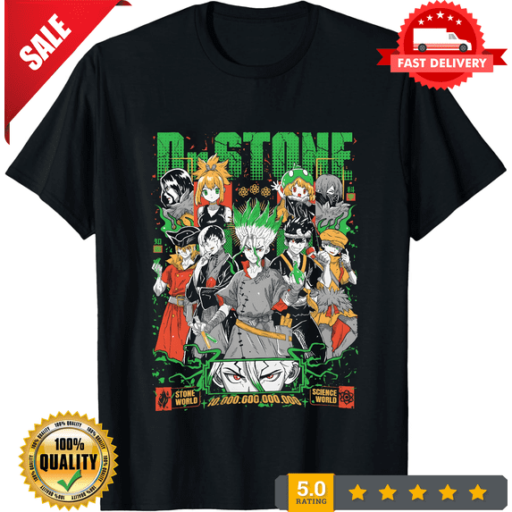 Anime Dr Stone Hiphop Black T Shirt, NEW INSTOCK-TH81335