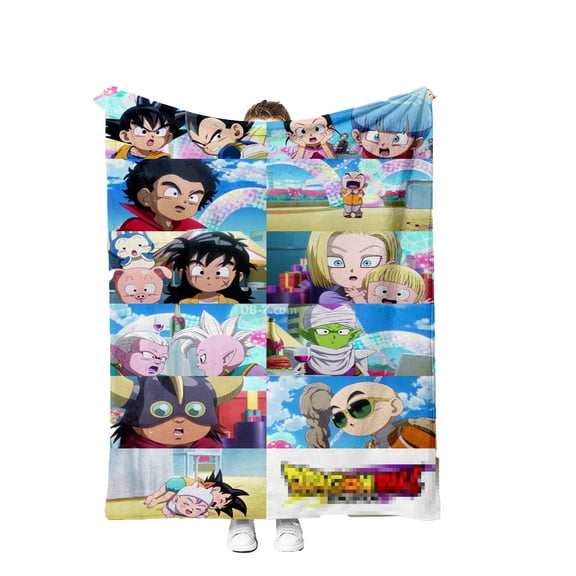 Anime Dragon Ball Blanket Cartoon Printing Soft Blanket Kids Adult Lightweight Seasonal Blanket for Bed Sofa Office Picnic Travel Lightweight Bed Blanket