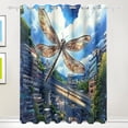 thumbnail image 1 of Anime Dragonfly and City Blackout Curtains for Living Room Bedroom 55W x 72/84L Insulated Window Drapes 2 Panels, 1 of 6