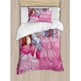 thumbnail image 1 of Anime Duvet Cover Set, Cartoon Illustration of a Sleeping Girl Japanese Culture Manga Themed Style Art Print, Decorative 2 Piece Bedding Set with 1 Pillow Shams, Twin Size, Pink, by Ambesonne, 1 of 3