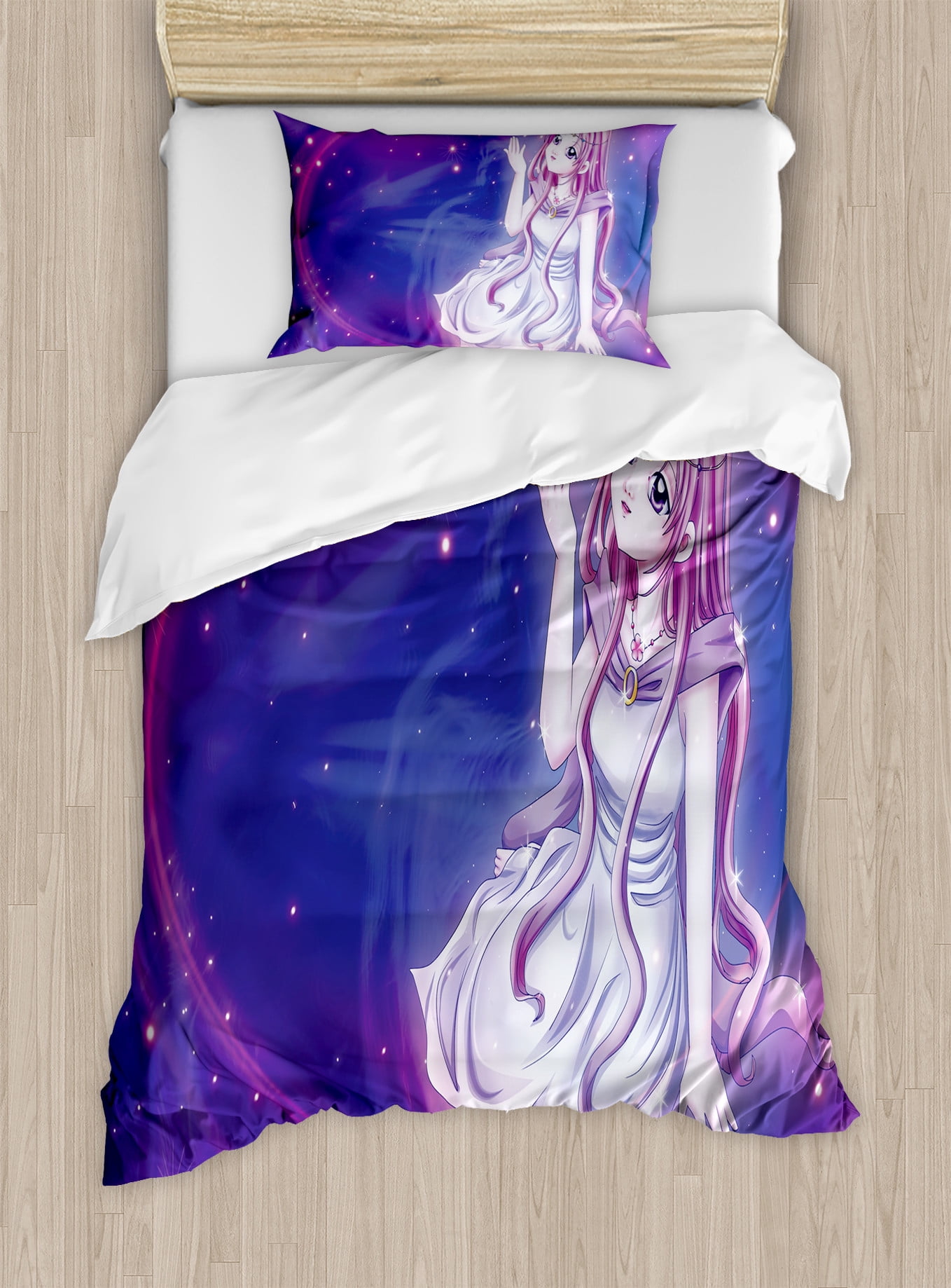 Twin Purple Blue Anime Zodiac Duvet Cover Set