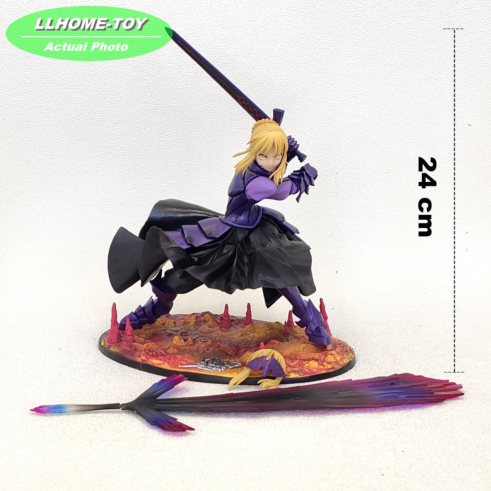 Tongyundacheng Fate Stay Night Anime Figure 19 cm Saber Action Figure Statue, FGO Saber Sword Swing Versione PVC Personaggio Modello Collezione Desktop Decorazioni