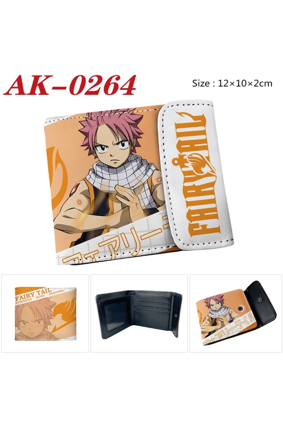 Anime Fairy Tail Natsu Synthetic Leather Short Men's Wallet Gray Cartoon Women's Card Holder Purse
