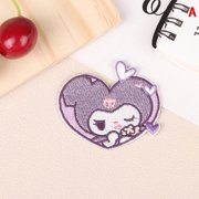 Anime Figure Embroidered Patches Cinnamoroll Kuromi Melody Pochacco Cartoon Hook and Loop Embroidered Cloth Sticker Sewing HUIFEIFEI