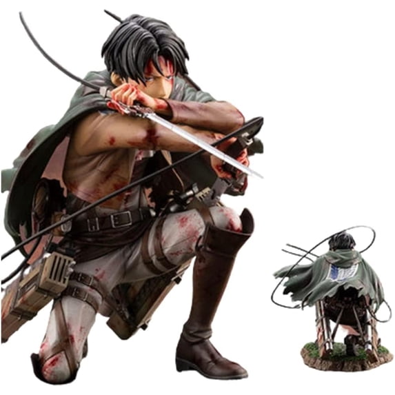 Anime Figures for Attack Titan Levi Ackerman Figure Combat Style Anime Models with Base Anime Character