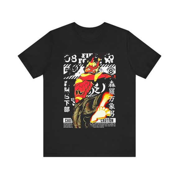 Anime Fire Force Shina Devil Grin Japanese Graphic Black T-Shirt Size S-5XL