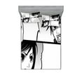thumbnail image 1 of Anime Fitted Sheet & Pillow Sham Set, Japanese Comics Strip Boy and Girl Fight Scene Manga Image Cartoon Print, Decorative Printed 6 Piece Bedding Decor Set, Queen, Black White Grey, by Ambesonne, 1 of 3