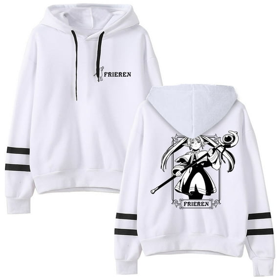 Anime Frieren Logo Pullover Hoodies Pocketless Parallel Bars Sleeve Streetwear Sweatshirts