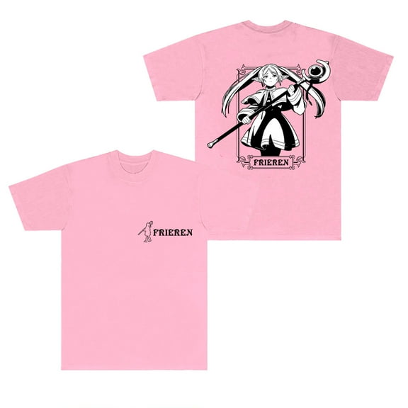 Anime Frieren Logo T-Shirts Cosplay Unisex Fashion Short Sleeve Top Harajuku Crewneck Tee