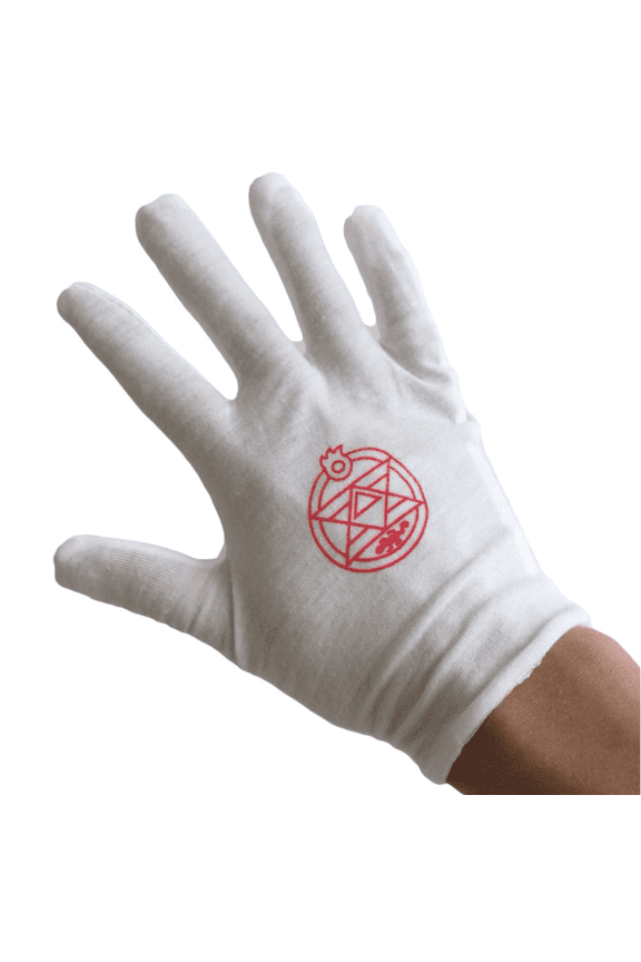 Anime Fullmetal Alchemist Cosplay Clothing Accessories Props White Gloves With Red logo print