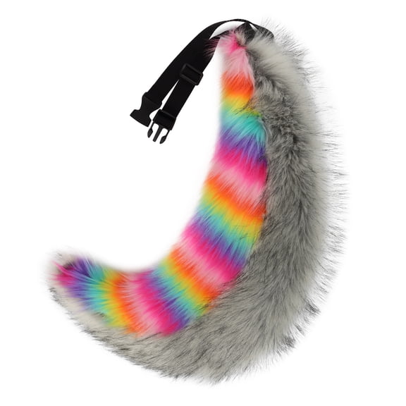 Anime Furry Dog Fox Tail Costume Accessory,Halloween Rainbow Plush Fursuit Animal Theme Dog Fox Wolf Tails Outfit