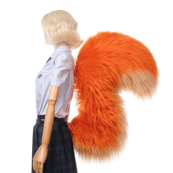 Posable Anime Furry Squirrel Tail Costume Accessory,53.2" Large Halloween Flexible Plush Fursuit Animal Squirrel Tails