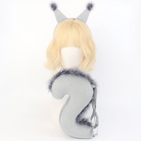 Anime Furry Squirrel Tail Ear Heaband,Fursuit Squirrel Costume for Halloween Carnival,Therian Squirrel Tail Cosplay Props