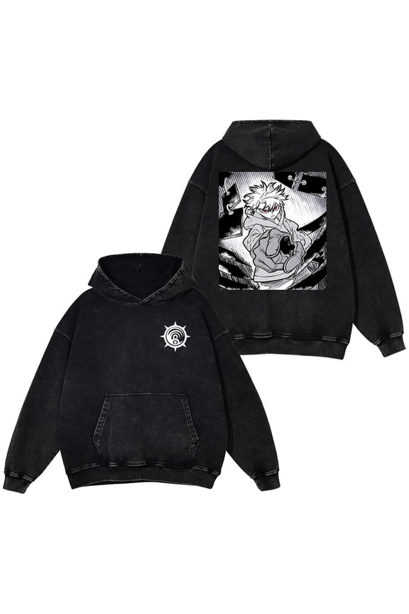 Anime Gachiakuta Rudo Hoodie Long Sleeve Women Men Cotton Acid Washed Hooded Sweatshirts