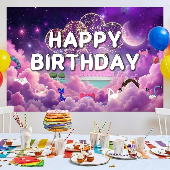 Anime Game Theme Party Supplies Backdrop, 3x5Ft Large Cartoon Party Decorations Anime Pet Banner Party Supplies for Kids, Theme Party, Birthday Party