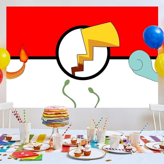 Anime Game Theme Party Supplies Backdrop, 3x5Ft Large Cartoon Party Decorations Anime Pet Banner Party Supplies for Kids, Theme Party, Birthday Party