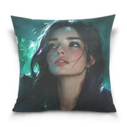 Anime Girl 18x18 Inch Plush Velvet Pillowcase Double Sided Print, Hidden Zipper