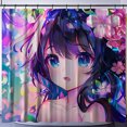Anime Girl Bathroom Curtain Cute Detailed Design with Flower in Hair