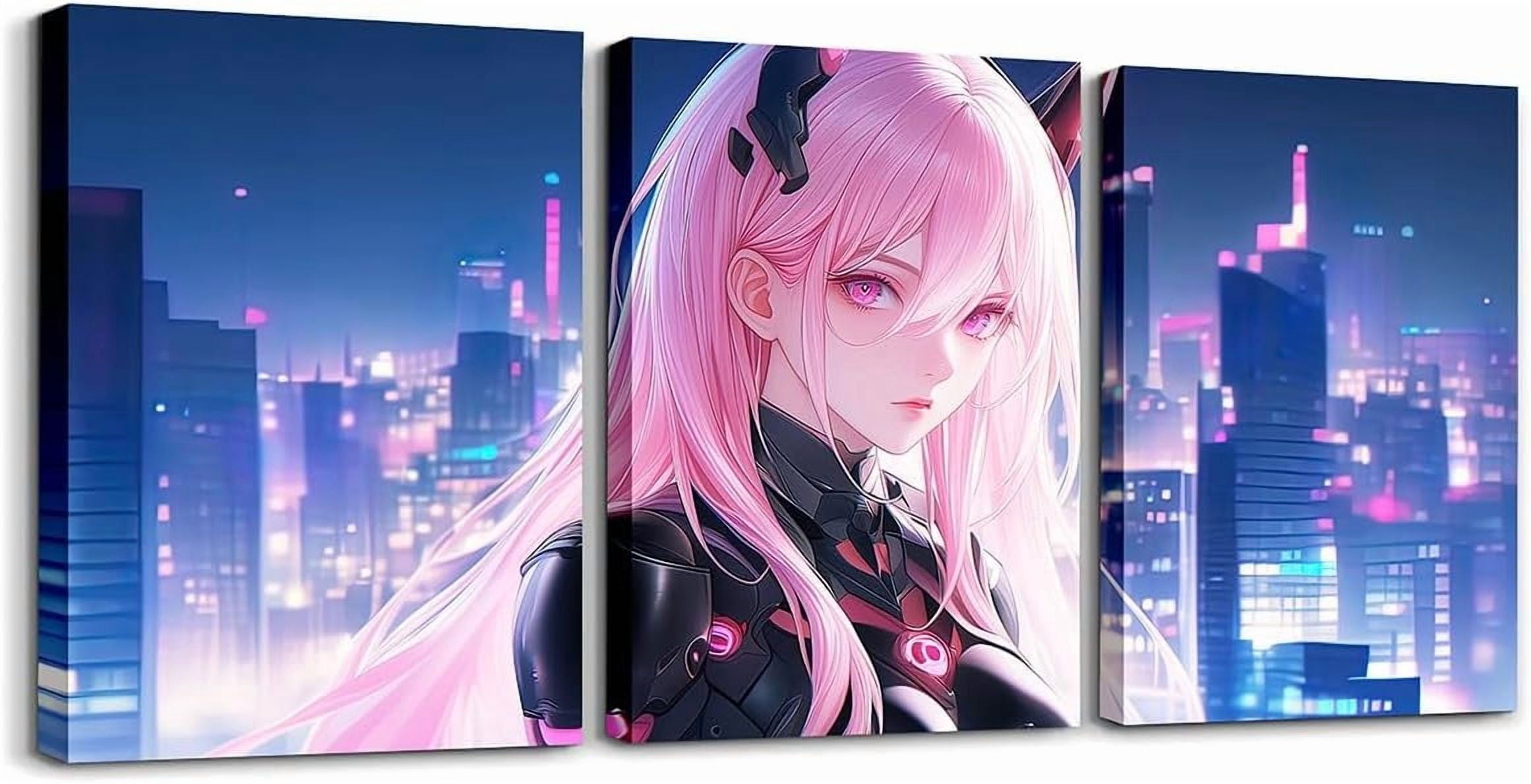 Anime Girl Canvas Wall Art 3 Pcs,Japanese Anime Picture Wall Decor ...