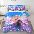 thumbnail image 1 of Anime Comforter Set 7 Piece Bed in a Bag Twin Cherry Blossom Bedding Sets,Cartoon Japanese Sheet Set with Comforter Japan Anime Gifts Bed Set,Kawaii Room Decor, 1 of 5