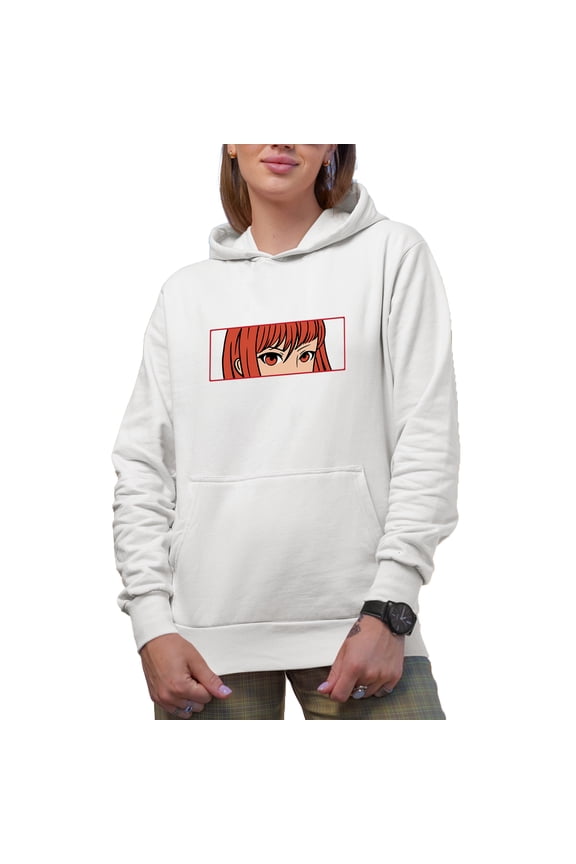 Anime Girl Eyes, White Hooded Sweatshirt or Hoodie, Small