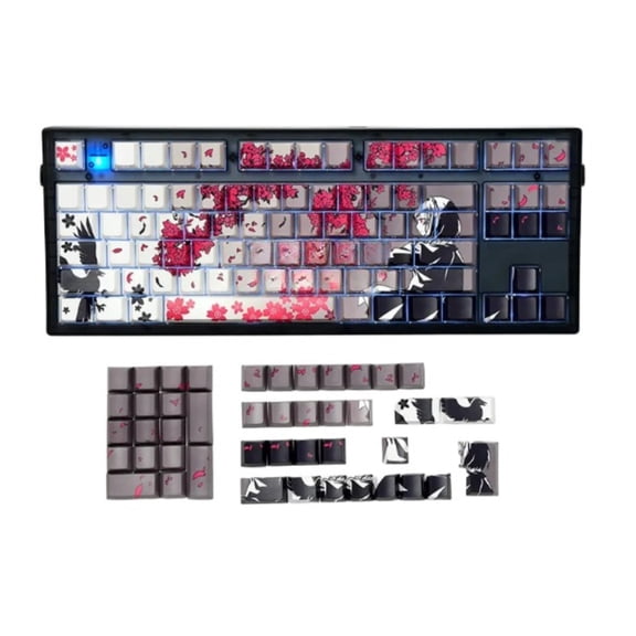 Anime Girl Gradient Keycap Set for Mechanical Keyboards, Cherry Profile Custom Keycaps,side Letters with Translucent Design