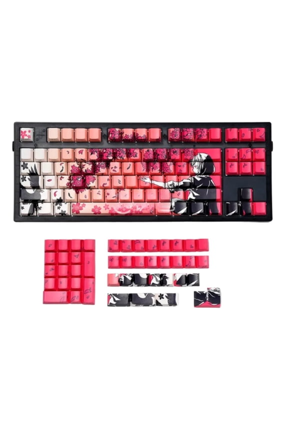 Anime Girl Gradient Keycap Set for Mechanical Keyboards, Cherry Profile Custom Keycaps,side Letters with Translucent Design