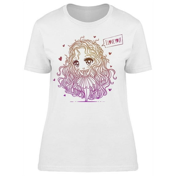 Anime Girl I Love You T-Shirt Women -Image by Shutterstock, Female 3X-Large