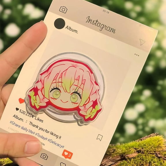 Anime Girl MagSafe Phone Grip  Mitsuri Inspired Magnetic Grip for iPhone, Kawaii Chibi Phone Stand, Gift for Otaku & Anime Fans