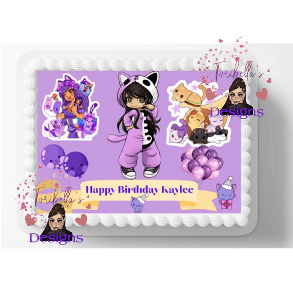 Anime Girl Mine Birthday Edible Image Cake Topper, by ToriBellas Designs