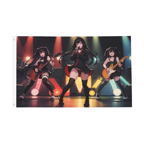 Anime Girl Music Guitar Art Flag 3x5 Ft Outdoor Indoor With Grommet Garden Yard Banner Decorative Sign