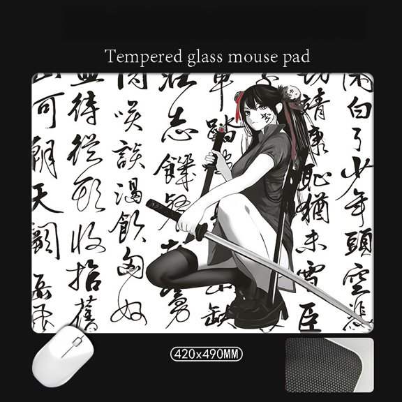 Anime Girl Pattern Gaming Mouse Pad, Non-Slip Base