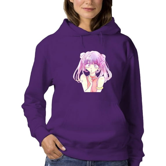 Anime Girl Quiet Sign Hoodie Women -Image by Shutterstock, Female 5X-Large