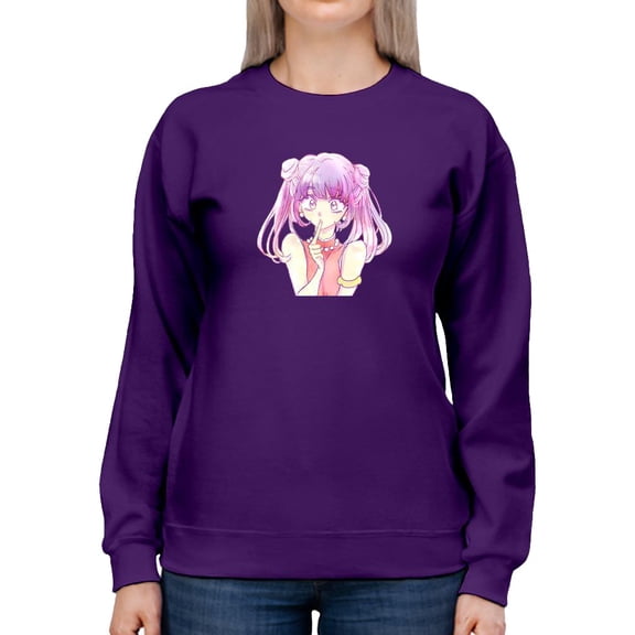 Anime Girl Quiet Sign Sweatshirt Women -Image by Shutterstock, Female 4X-Large