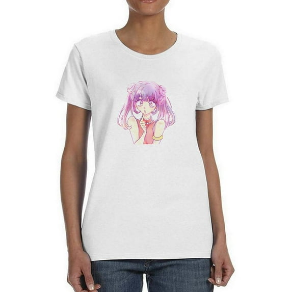 Anime Girl Quiet Sign T-Shirt Women -Image by Shutterstock, Female Medium