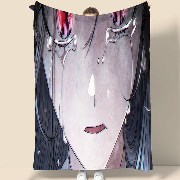 Anime Girl Red Eyes Tears Wall Tapestry 70.07 x 90.55 Inches Dark Art Decor for Bedroom Gaming Room