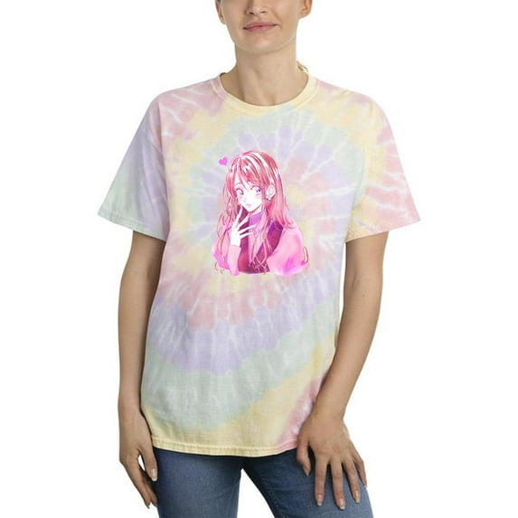 Anime Girl Shy W Heart Tie Dye Spiral Women -Image by Shutterstock, Female Small
