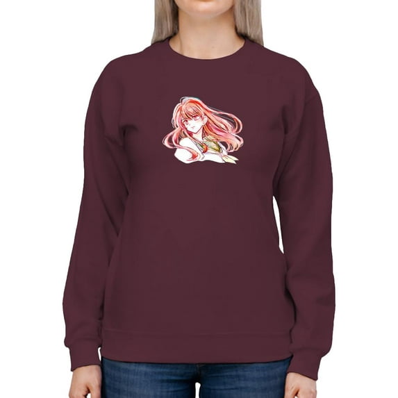 Anime Girl Tsundere Look Sweatshirt Women -Image by Shutterstock, Female Small