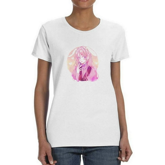 Anime Girl W Bunny Ears T-Shirt Women -Image by Shutterstock, Female 3X-Large